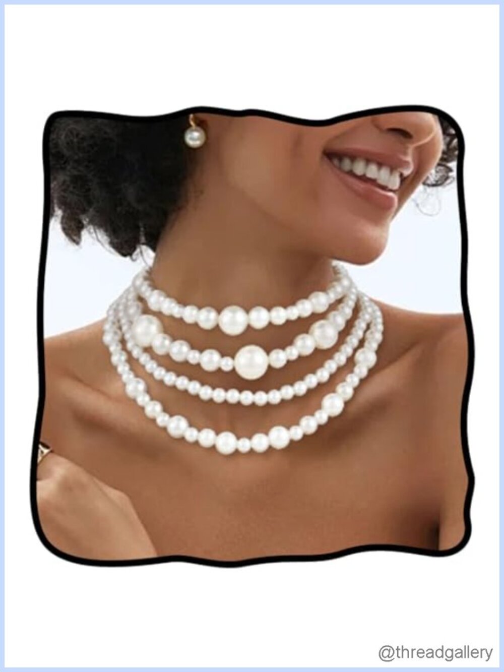 Layered Pearl Choker Necklace 1920s Vintage Collar Wedding Classic Women Retro